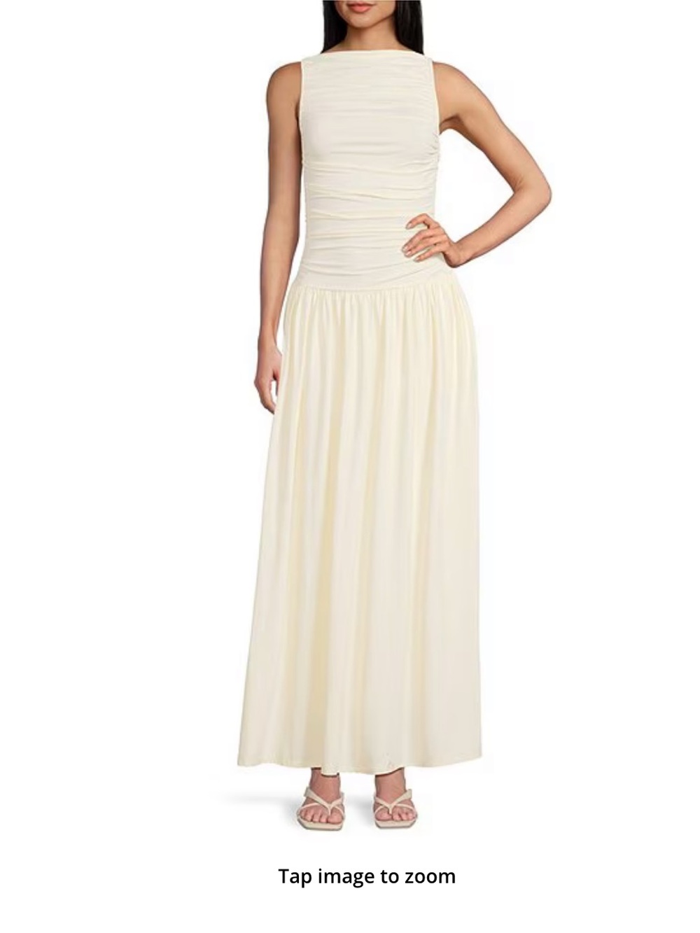 Cream Maxi Skirt with Gathered Waist